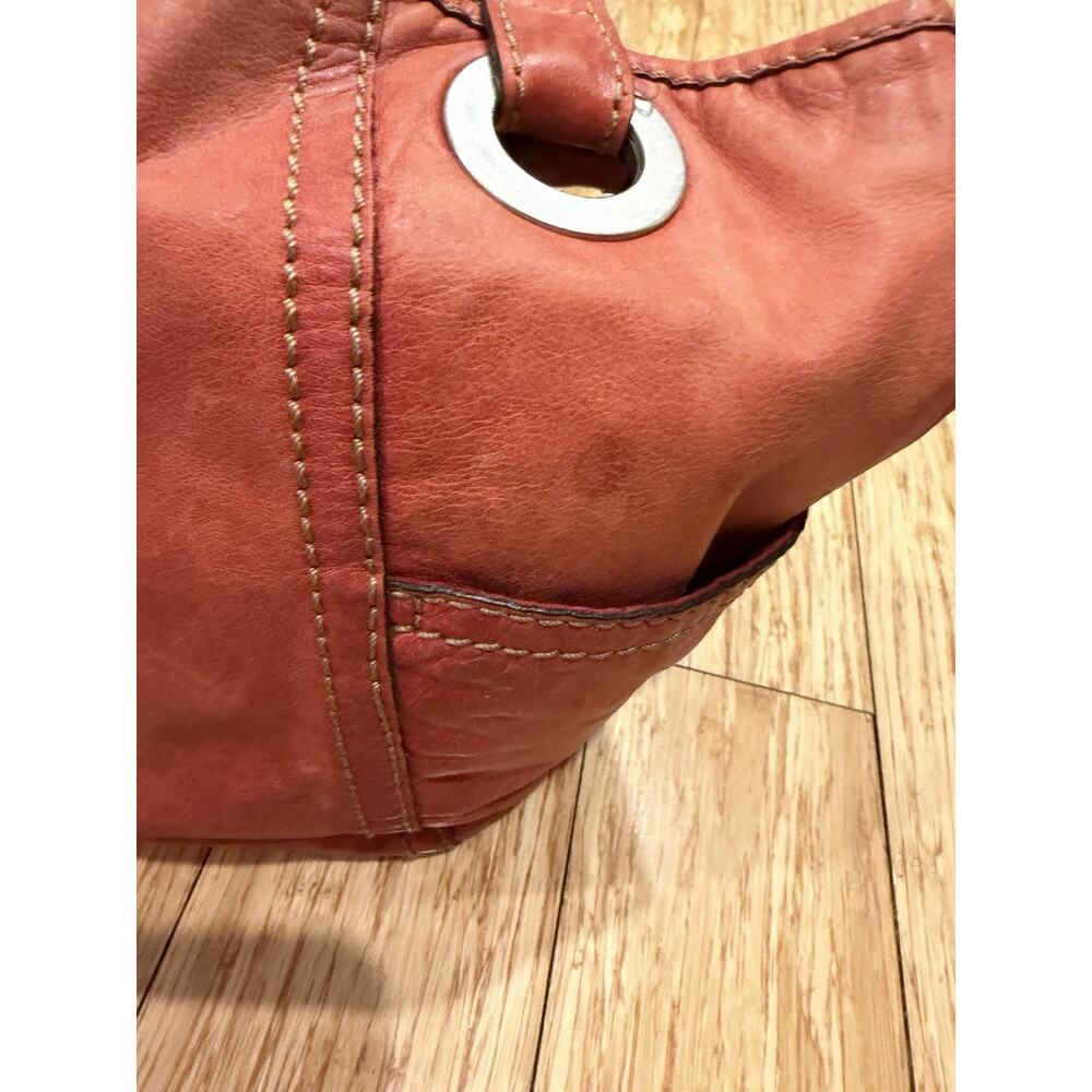 Fossil Vintage Red Soft Leather Purse Shoulder Bag Tote Double Handled Key - Picture 5 of 12